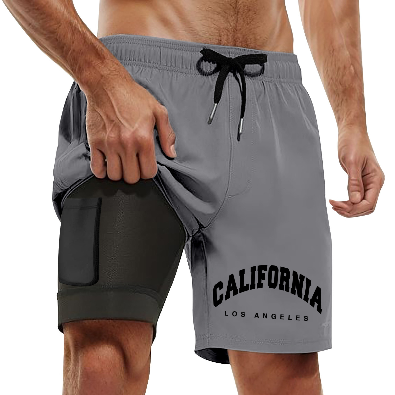 thumbnail image 4 of Bañador para hombre con forro compresivo: cintura elástica, estampados coloridos, secado rápido, bolsillos para actividades en la playa (S-XXXXXL), 4 of 4